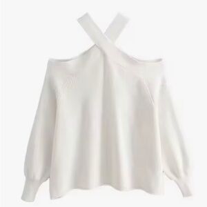 NWT Commense  White Very Soft Cotton Top/shirt Ribbed Cotton